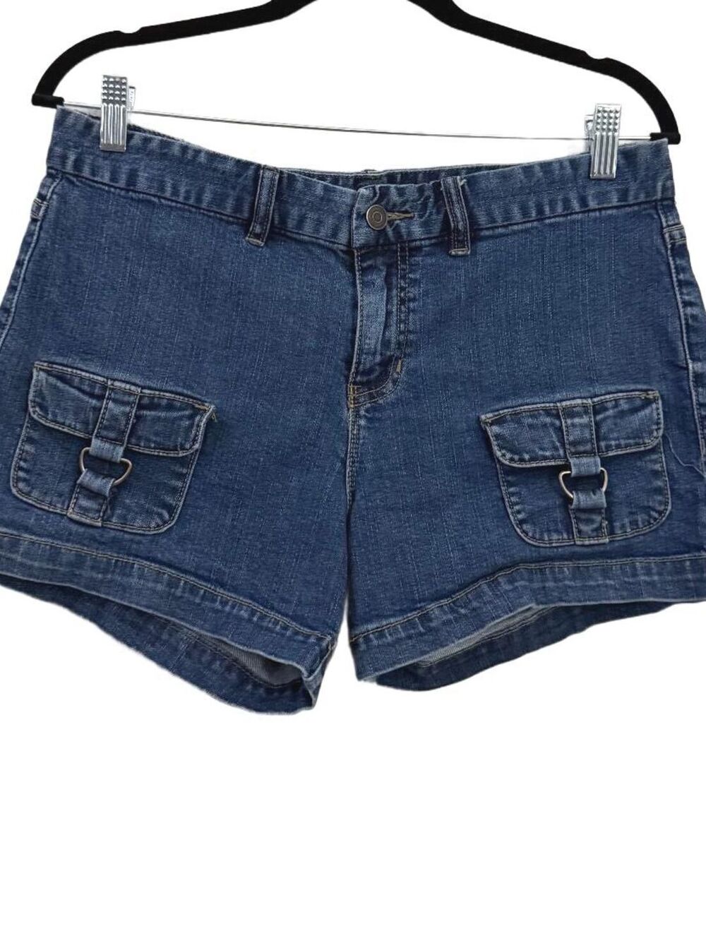 Y2K Calvin Klein Jeans Denim Cargo‎ Shorts with Front Buckle Pockets Size 30